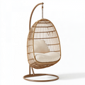 Hängesessel 105 x 105 x 195 cm Rattan Braun mit Metallgestell im Boho-Stil