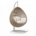 Hängesessel 105 x 105 x 195 cm Geflecht Beige Weiß mit Metallgestell für Innenbereich
