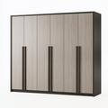 Kleiderschrank 270 x 60 x 210 cm Holzwerkstoff Greige Anthrazit 6 Türen moderner Stauraum