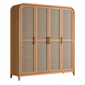 Kleiderschrank 180 x 60 x 200 cm Holz in Naturbraun mit Geflechttüren