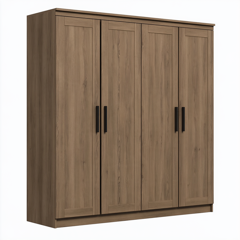 Kleiderschrank 200 x 60 x 200 cm Holzwerkstoff Braun 4 Türen moderner Stil