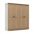 Kleiderschrank 200 x 60 x 200 cm Holzwerkstoff Eiche Weiß vier Türen moderner Stauraum