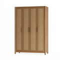 Kleiderschrank 120 x 55 x 200 cm Holz Natur mit Geflechttüren im Boho-Stil