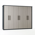 Kleiderschrank 240 x 60 x 200 cm Holzwerkstoff Hellgrau/Dunkelgrau mit 6 Türen im modernen Stil
