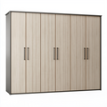 Drehtürenschrank 270 x 60 x 210 cm Holzwerkstoff Beige Schwarz mit 6 Türen