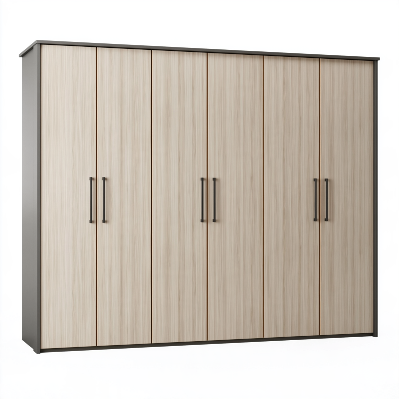 Drehtürenschrank 270 x 60 x 210 cm Holzwerkstoff Beige Schwarz mit 6 Türen