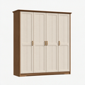 Kleiderschrank 200 x 60 x 200 cm Holzwerkstoff Creme/Braun Landhausstil mit vier Türen