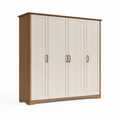 Kleiderschrank 200 x 60 x 200 cm Holzwerkstoff Weiß Braun Landhausstil mit vier Türen