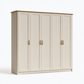 Kleiderschrank 180 x 60 x 200 cm Holzwerkstoff Cremebraun mit 5 Türen im Landhausstil