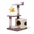 Katzenkratzbaum 60 x 45 x 120 cm aus Sisal und Plüsch in Lila Beige - Spielturm mit Höhle