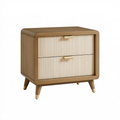 Nachttisch 60 x 40 x 60 cm Holzoptik mit 2 Schubladen geriffelter Front