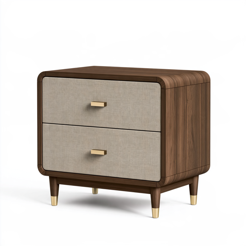 Nachttisch 60 x 40 x 60 cm Dunkelbraun Beige - Holzoptik mit zwei Schubladen