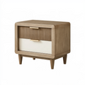 Nachttisch 60 x 40 x 55 cm Holz Braun Weiß mit 2 Schubladen geriffelter Front