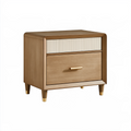 Nachttisch 50 x 40 x 55 cm Holz Braun mit 2 Schubladen geriffelter Glasfront