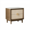 Nachttisch 60 x 45 x 60 cm in Braun Creme Weiß aus Holzwerkstoff mit 2 Schubladen im modernen Stil