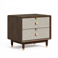 Nachttisch 60 x 40 x 60 cm aus Holzwerkstoff in Dunkelbraun und Beige mit 2 Schubladen