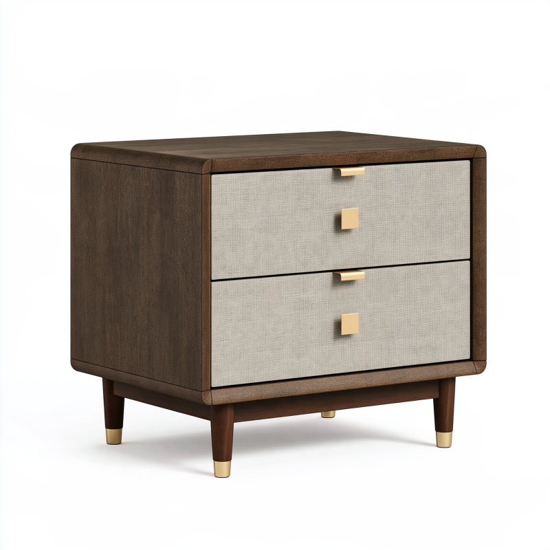 Nachttisch 60 x 40 x 60 cm aus Holzwerkstoff in Dunkelbraun und Beige mit 2 Schubladen